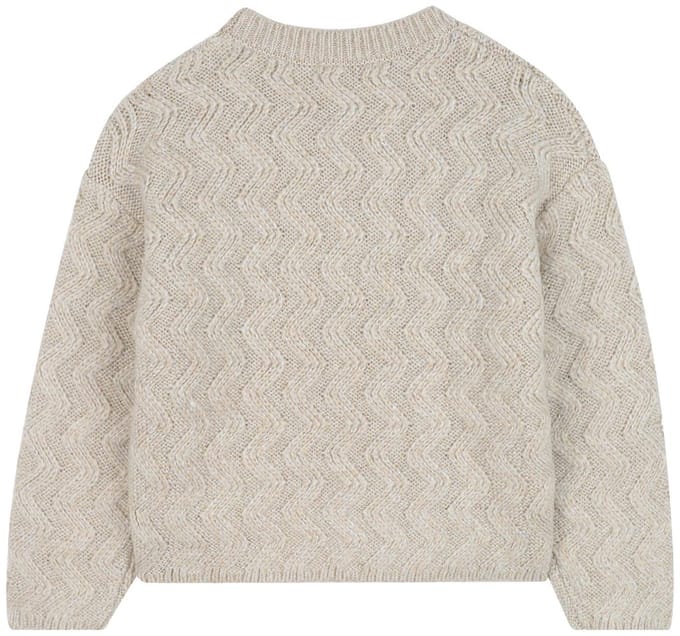 Beige Gebreide Sweater met Pailletten 152