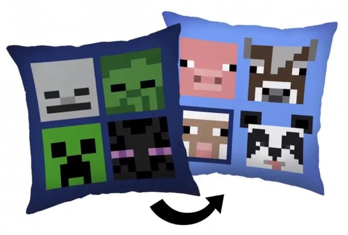 Minecraft Kussen, Dag & Nacht - 40 x 40 cm - Polyester