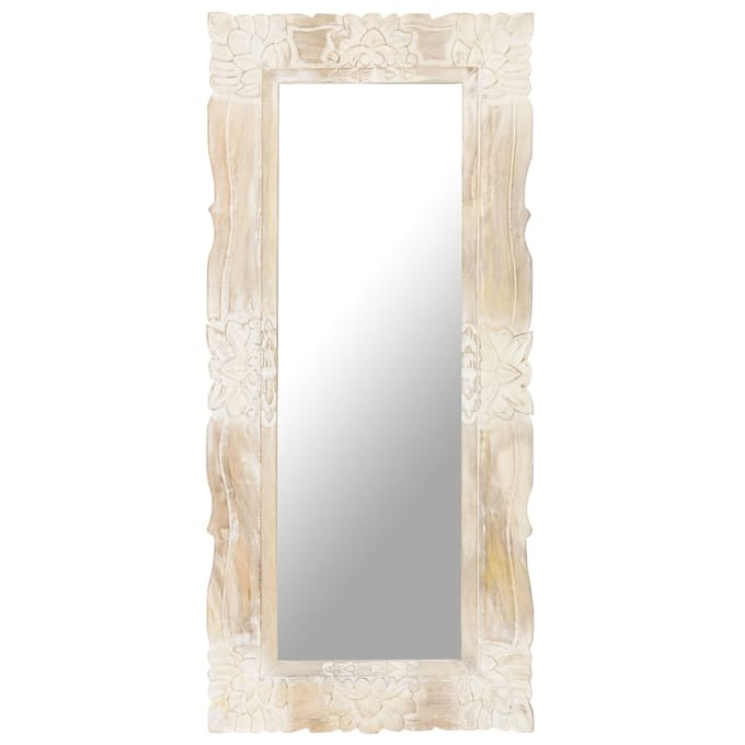 vidaXL - Spiegel - 110x50 - cm - massief - mangohout - wit