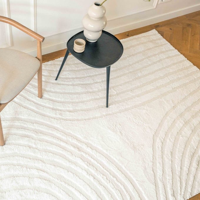 Scandinavisch vloerkleed Vidar creme/wit - 200 x 280 cm - (L)