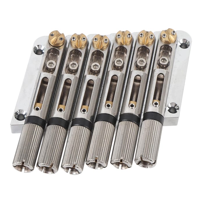 6-Snarige Headless Gitaarbrug Schuine Fretzadel Brug Vervanging voor Elektrische Gitaren Zilver black