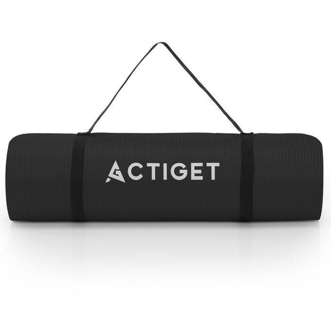 Actiget® Yogamat - Extra Dik - Inclusief Draagriem - 183 x 61 x 1,5 CM - Zwart
