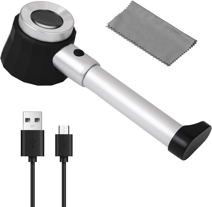 Omgoods - Handheld Vergrootglas met LED Licht en Meetlat voor Juwelen
