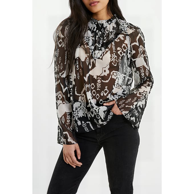French Connection Deon Hallie High Nk Popover Black Größe: S | Blusen Outlet | Damen | Schwarz