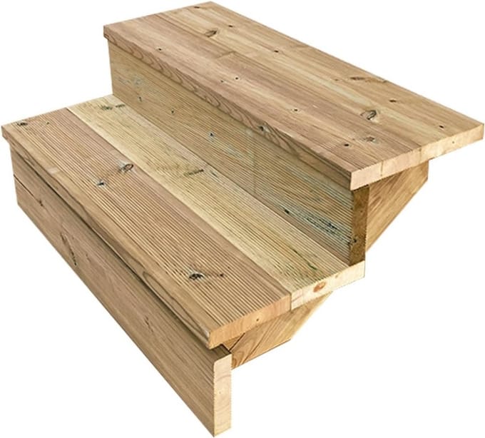 Buitentrap H37cm - 2 Treden Hout voor Tuin en Terras