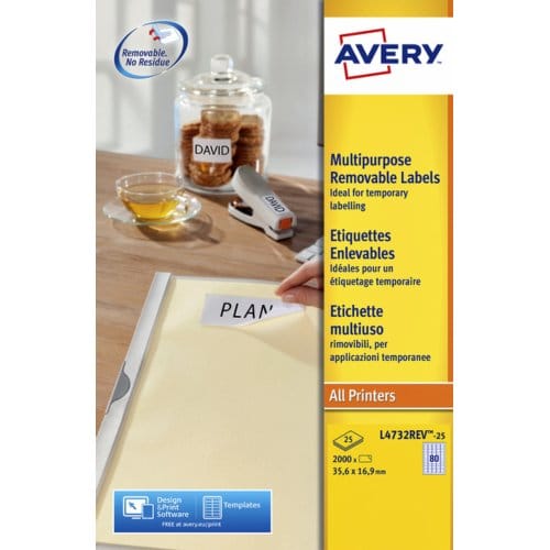 Etiket avery l4732rev-25 35.6x16.9mm wit 2000 Etiketten