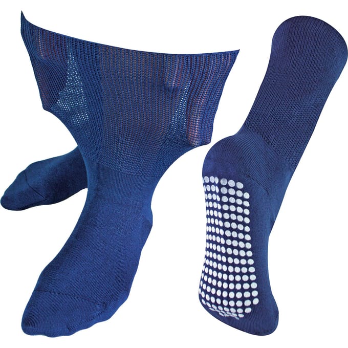 Dr.Socks - Extra brede oedeemsokken met grips - Marine