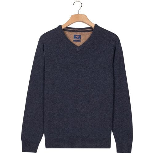 Baileys Trui V-Neck Lambswool Single Knit Dark Blue / male