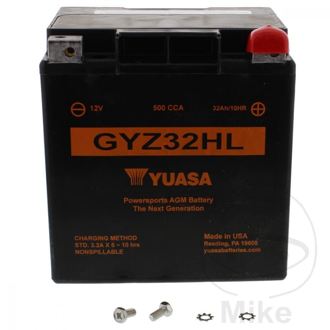 YUASA BATTERY GYZ® 12V 1 LEAD ACID MAINTENANCE FREE REPLACEMENT BLACK