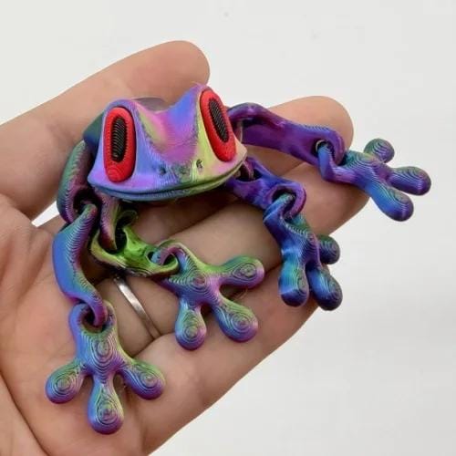 3D Print Creatieve & Grappige Levensachtige Kikker Variabele Stijl Koelkastmagneten Speelgoed Actie Kinderen Beweegbare Gewrichten Fidget Speelgoed 12cm black