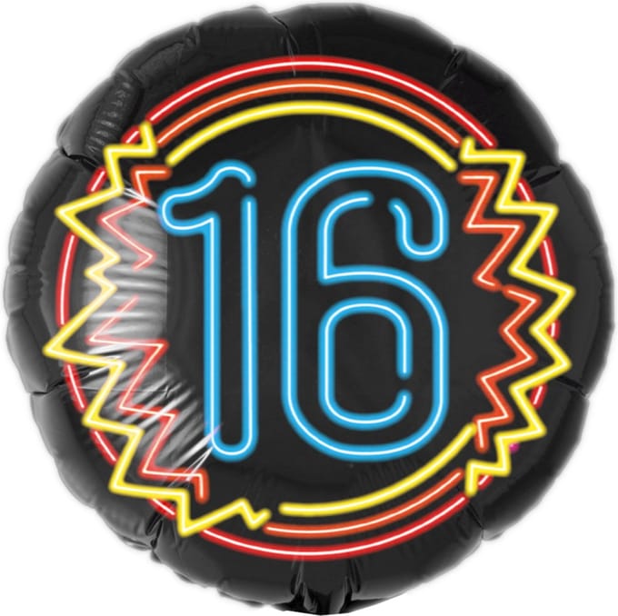 Folieballon - 16 jaar - Neon - Zonder vulling