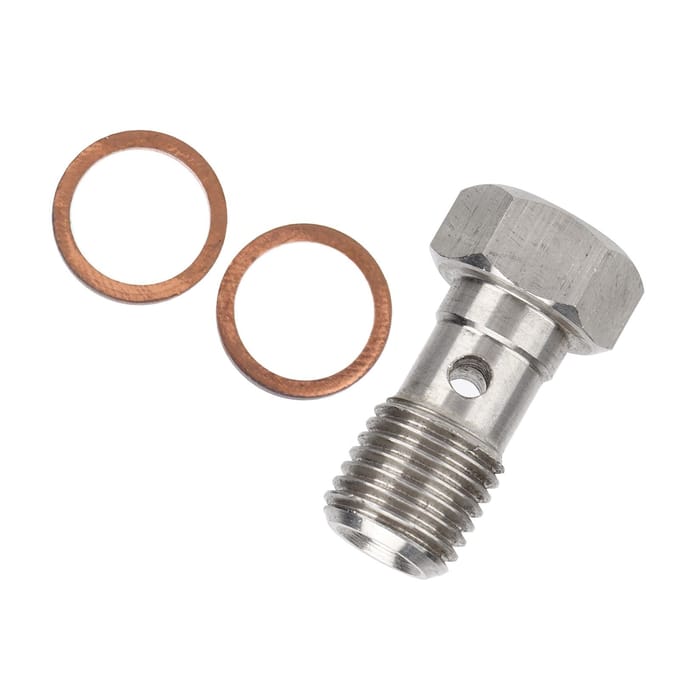 7/16inx20 UNF Banjo Bout RVS 25mm Lang Remleiding Adapter met 2 stuks Ringen