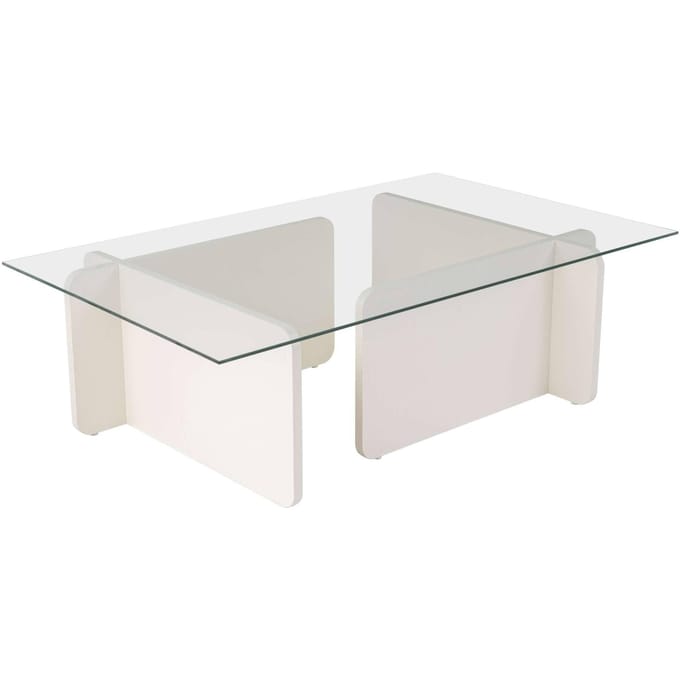 Glazen salontafel "Flavio" 105 x 65 x 30 cm - Wit hout