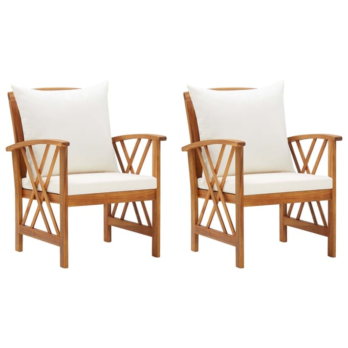 vidaXL - Tuinstoelen - 2 - st - met - kussens - massief - acaciahout