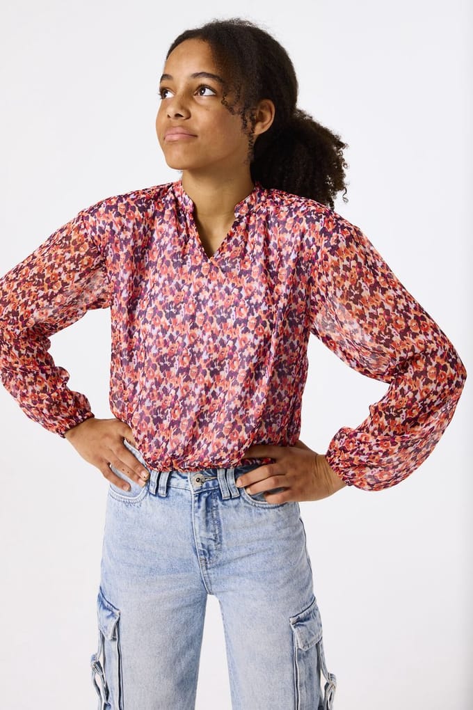 GARCIA Meisjes Print Blouse Oranje Lange mouw