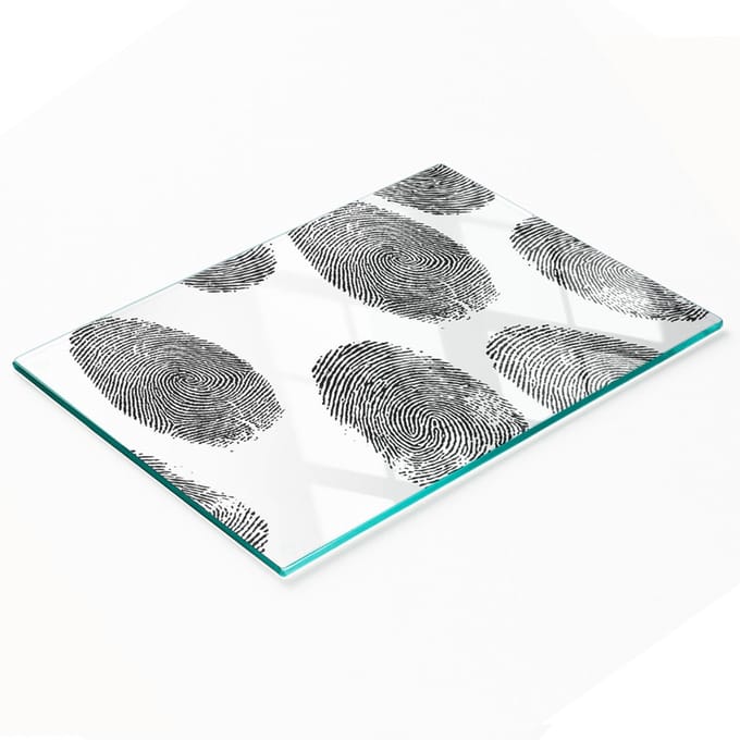 Keukenplank van gehard glas met decoratieve vingerafdrukken, 80x52 cm