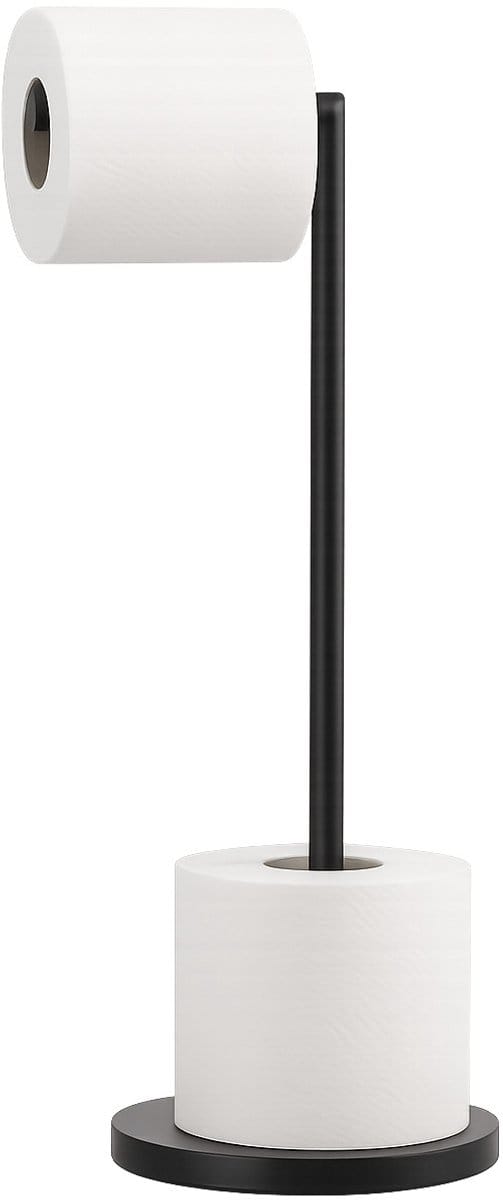 GDRN Staande Toiletrolhouder – Zwart RVS – 4 Rollen – 55 cm – Modern Design