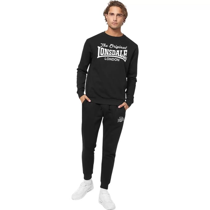 Lonsdale Burghead Rundhals Sweatshirt normale Passform Black/White-L
