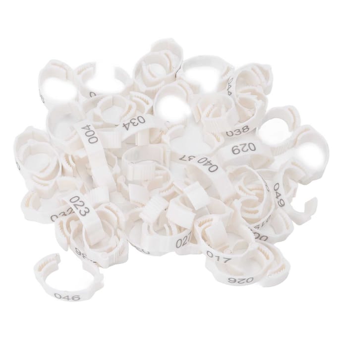 50 stuks Pluimvee Pootringen Genummerd Kip Identificatie Ringen voor Duiven Eenden Ganzen Wit white