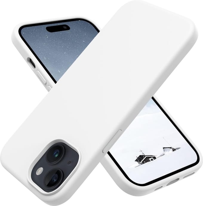 Solid hoesje Soft Touch Liquid Silicone Flexible TPU Cover - Geschikt voor: iPhone 15 - Wit
