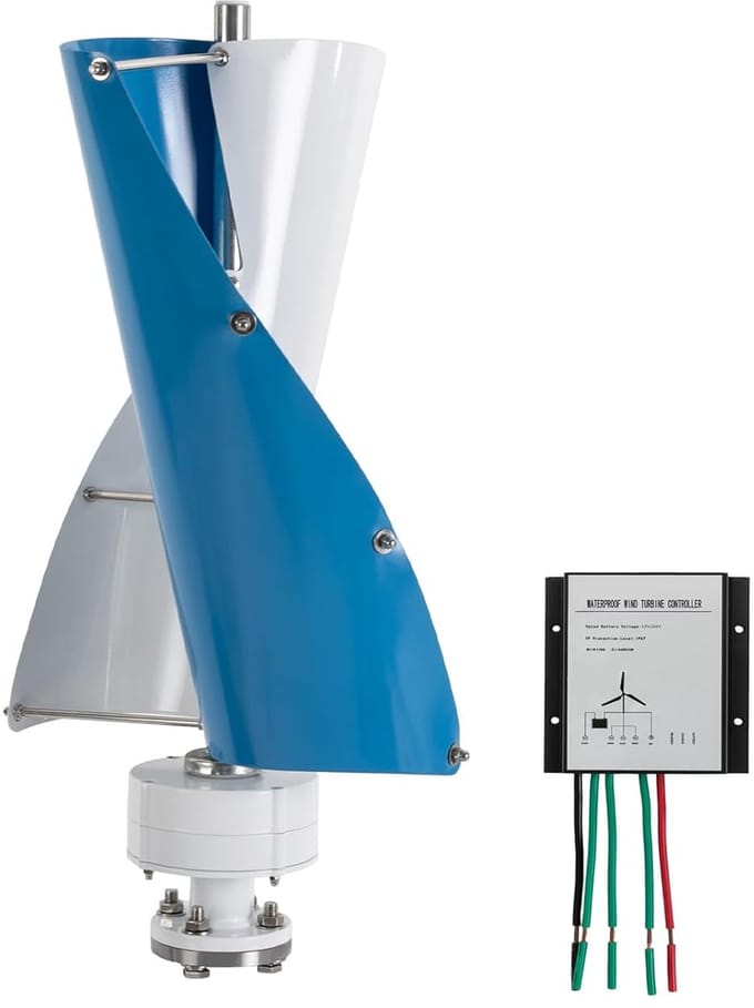 Verticale Windturbine - Generator Stroom - Groene Energie - Spiraalvormig Ontwerp - 40x71cm - Wit Blauw