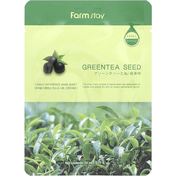 Farmstay, Visible Difference Beauty Sheet Mask, Green Tea Seed, 1 sheet, 0.77 fl oz (23 ml) beige