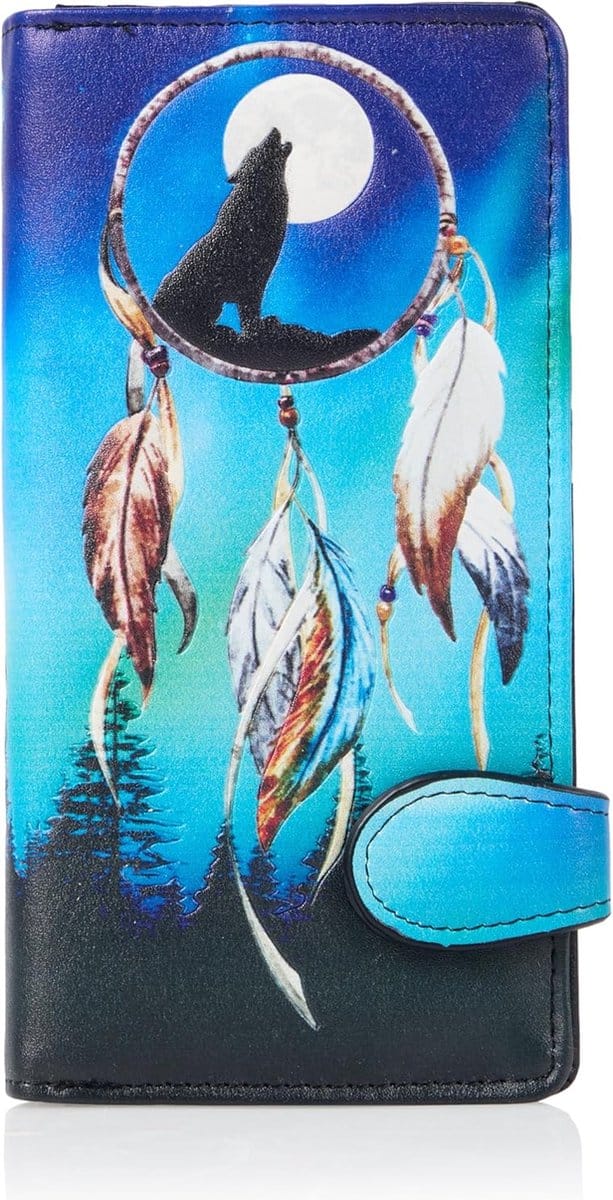 Shagwear Portemonnee Dames - Pasjeshouder - Portefeuille Dames - Kunstleer - Wolf Dream Catcher