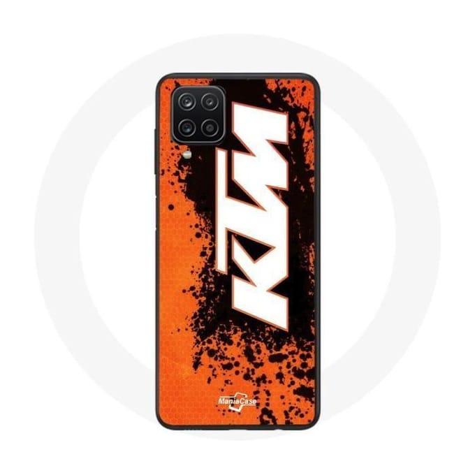 Coque Samsung Galaxy A12 KTM Logo blanc fond orange