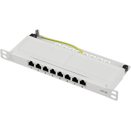 Renkforce RF-4996630 8 poorten Patchpaneel 254 mm (10) CAT 6A 0.5 HE Grijs Ingericht