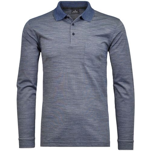 Ragman Polo Softknit Easy Care Space Dyed Marine Melange / male