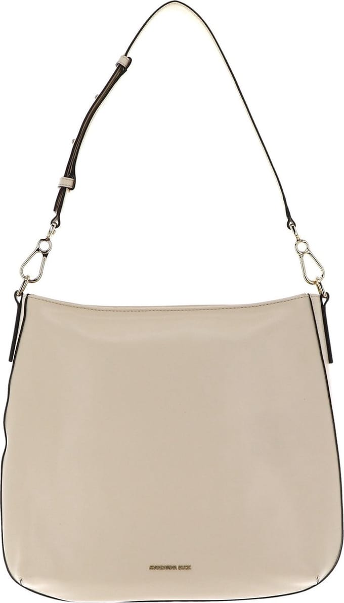 MANDARINA DUCK Leren Schoudertas Luna Hobo Macadamia Wit