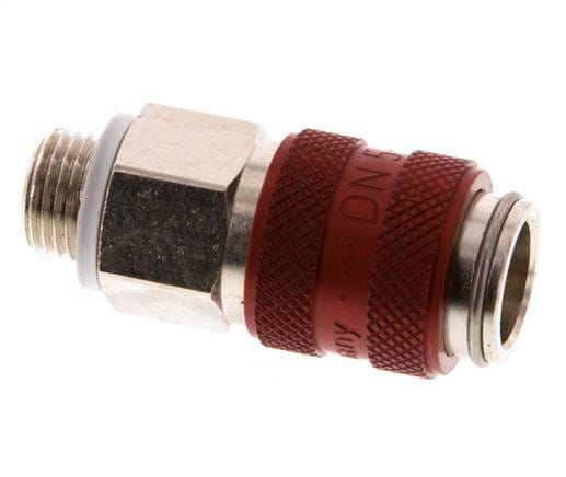 Vernikkeld Messing DN 5 Rood Luchtkoppeling Snelkoppeling G 1/8 inch Buitendraad Double Shut-Off - CLS5-M-BN-RED-SV-018