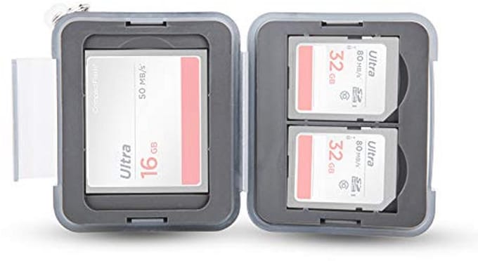 Multi Memory Card Case - Water Resistant and Shockproof Box for SD and CompactFlash Cards