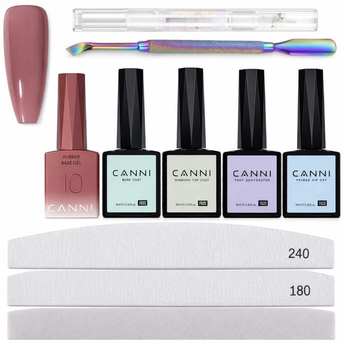 Canni - Rubberbase - Set - 10-delig - HEMA-vrij - TPO-vrij - Rubber base - Rubber base coat - Rubber base gellak - Rubber base gel - Rubberbase gellak - Rubberbase clear