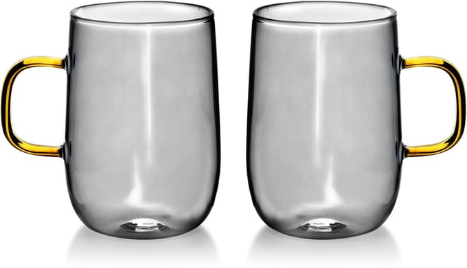 Affekdesign - Set van 2 koffie/thee glazen met goudgeel oor - 400ml