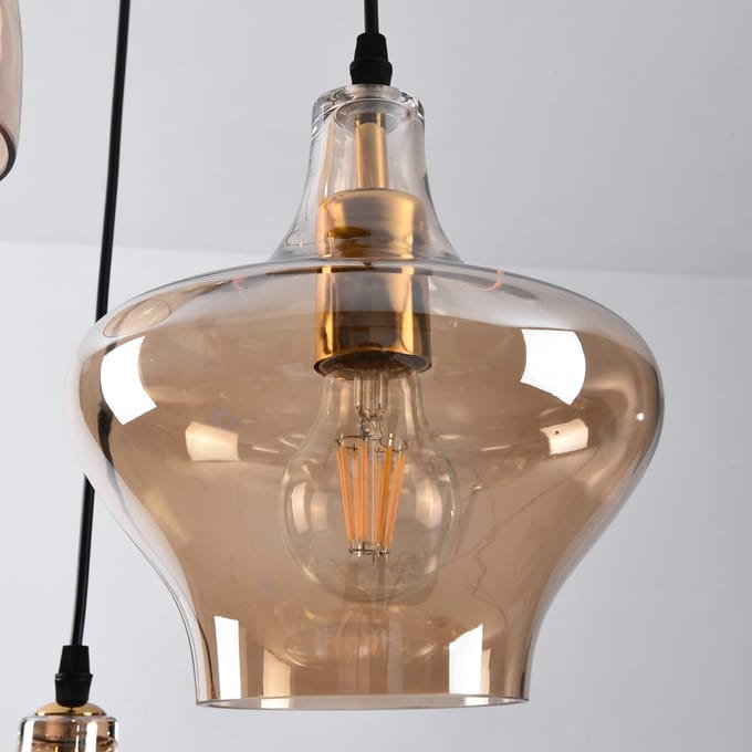 LumenXL - Industriële hanglamp - amber glas 3-lichts - Trinidad