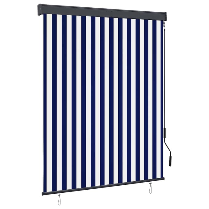 vidaXL - Rolgordijn - voor - buiten - 140x250 - cm - blauw - en - wit
