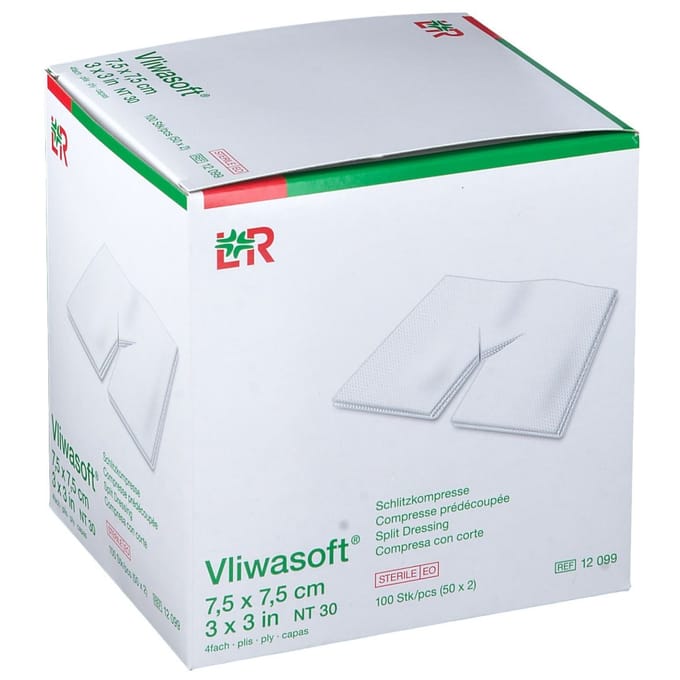 Vliwasoft Splitkompres Y-Vormig 7.5 x 7.5cm 12099 50 Compressen