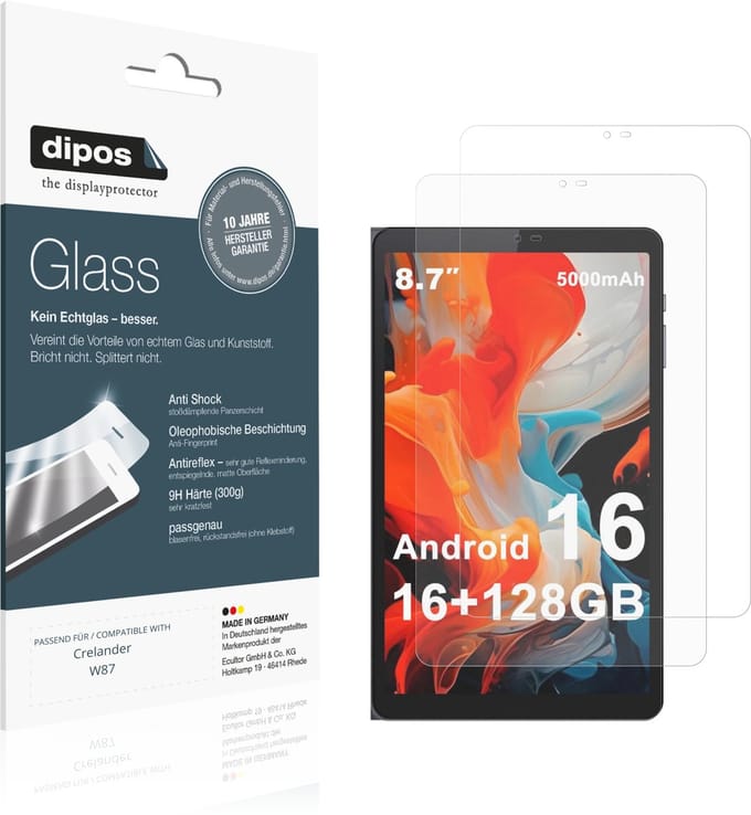 dipos – 2x Matte Pantserfolie geschikt voor Crelander W87 | 9H Screenprotector