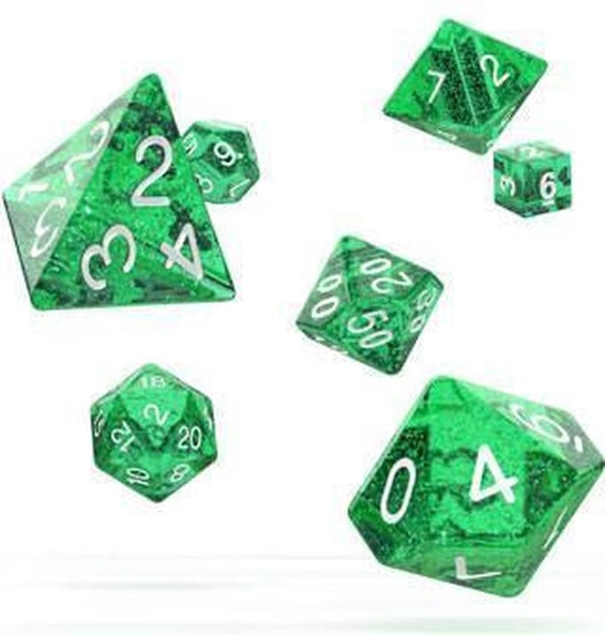 Oakie Doakie Dice RPG 7 Dice Set Speckled / Glitter Green