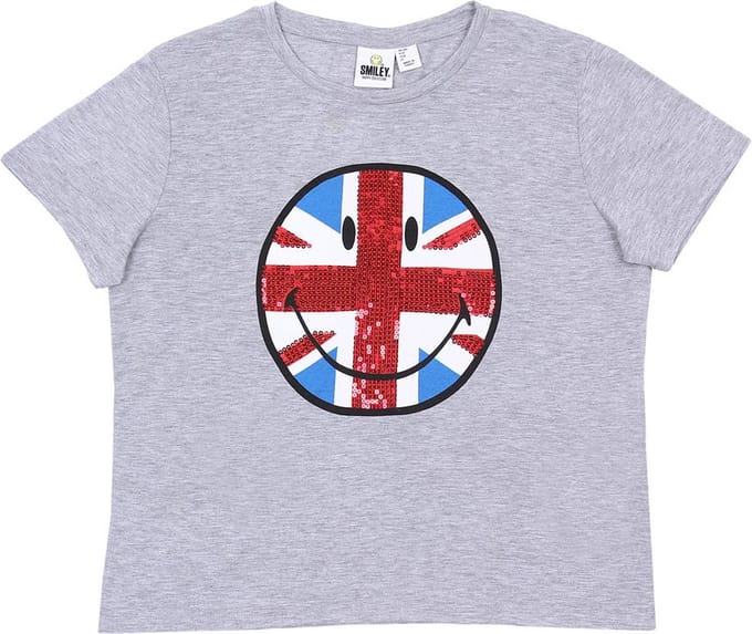 Grijs paillettenhemd/-shirt SMILEY