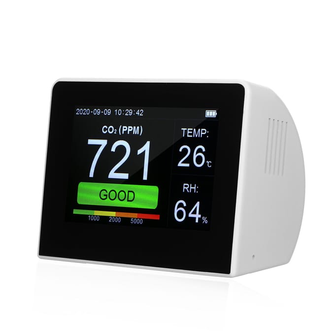 Desktop CO2/RV/Temp. 3-in-1 Multifunctionele Luchtkwaliteitsdetector Temperatuur Vochtigheid Monitor Black & White white