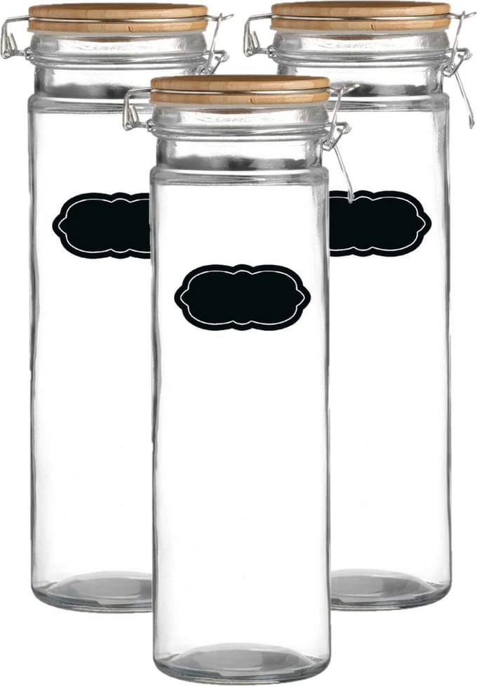 Weckpot/inmaakpot - 4x - 1.9L - glas - met beugelsluiting - incl. etiketten