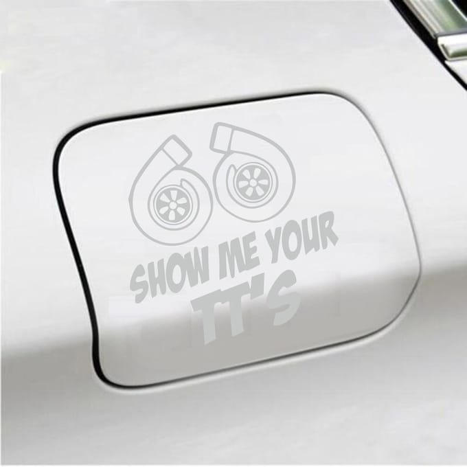 Bumpersticker - Show Me Your TTs - 15 X 15 - Licht Grijs