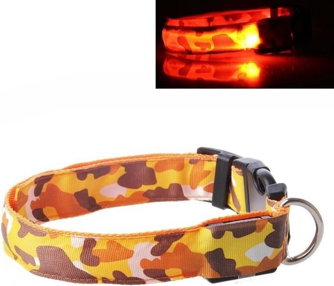 LED Halsband Camo ORANJE maat L