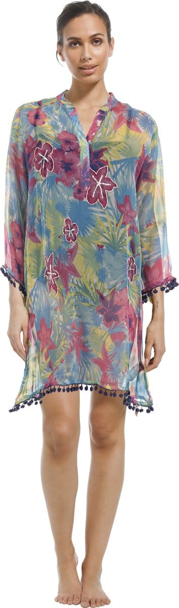 Pastunette Beach - Maat XL - Colourful - Strandjurk - Blauw/Groen