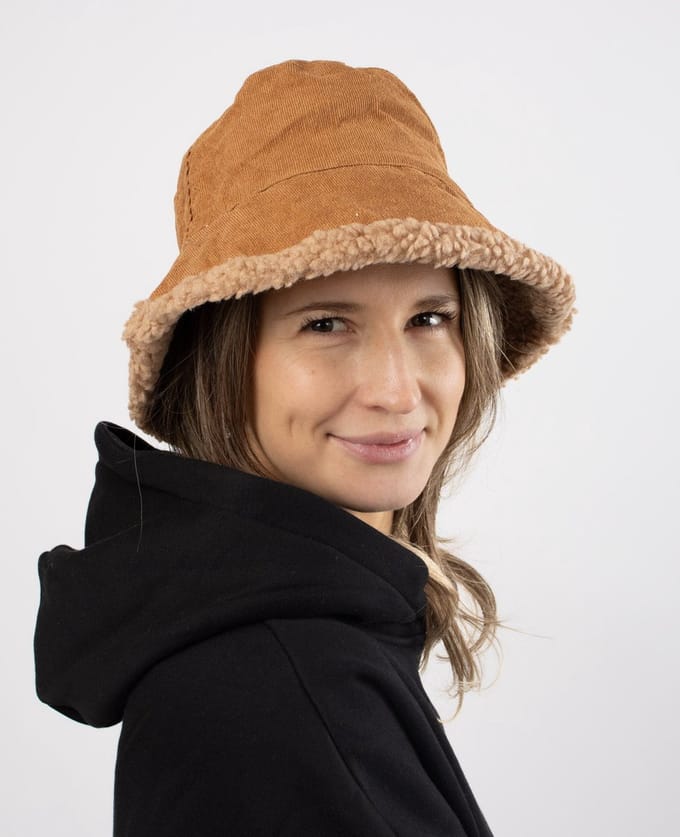 Teddy Bucket Hat | eindbaas - Teddy Bucket Hat | | Kleur Cognac