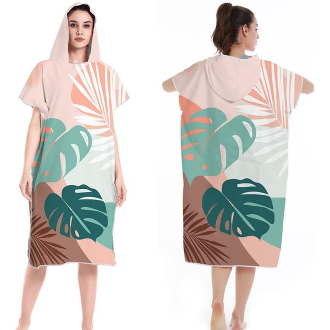 Poncho de Surf Serviette Microfibre Poncho de Surf à Capuche Robe de Bain pour se Changer Séchage Rapide Serviette de Plage Piscine avec Capuche Combinaison Néoprène 110X80cm