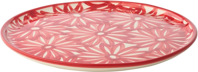 J-Line bord Bloemen - keramiek - rood