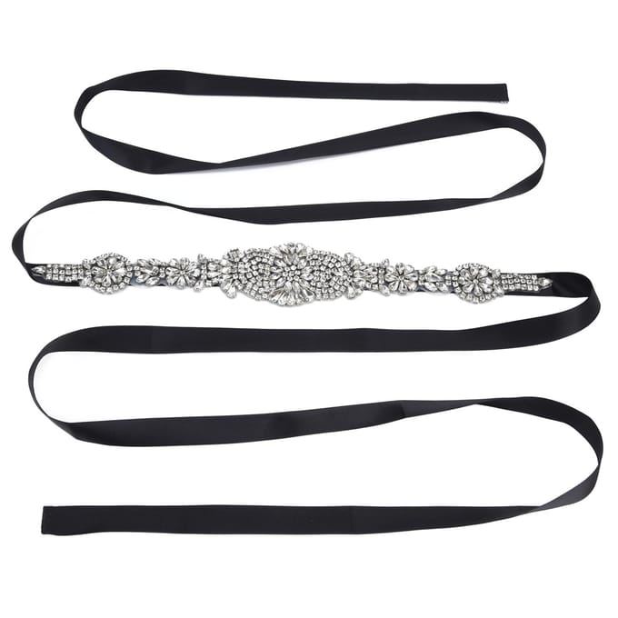 Ceinture de Robe de Mariée en Strass Élégante Ceinture de Taille Accessoires Vêtements pour Mariée Demoiselle d'Honneur Noir noir